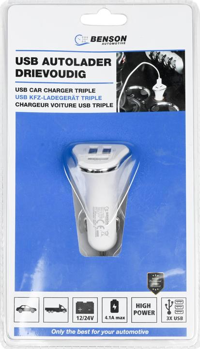 Immagine prodotto Benson Caricabatteria da auto 3 porte USB 4.1a 12-24V