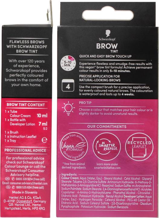 Immagine prodotto Schwarzkopf Brow Tint Colore permanente per sopracciglia 1 - 1 nero (1 - 1 Nero)