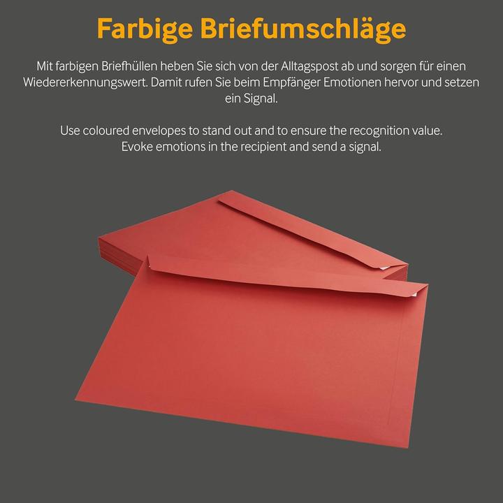 Produktbild Blanke Briefhüllen 50 rote Briefumschläge DIN C4 mit Haftklebung (C4, 50x)