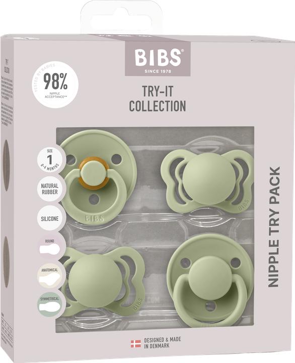 Immagine prodotto Bibs Succhietto Try-It Collection, Salvia (4 x, fino a 6 M.)