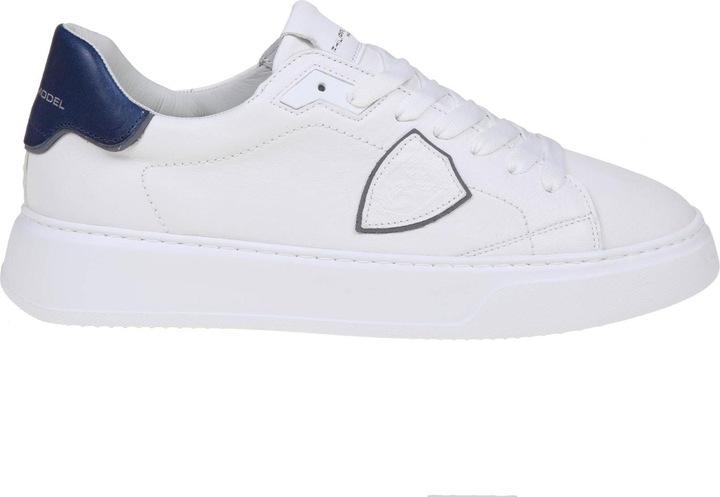 Philippe Model temple sneakers in white/blue leather (42)