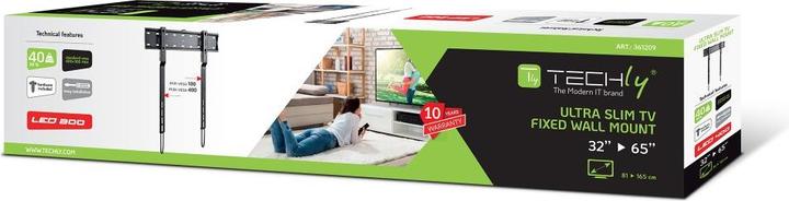 Produktbild Techly Wandhalterung für LCD TV LED 81-165cm 32-65Zoll UltraSlim fix schwarz (Wand, 65", 40 kg)