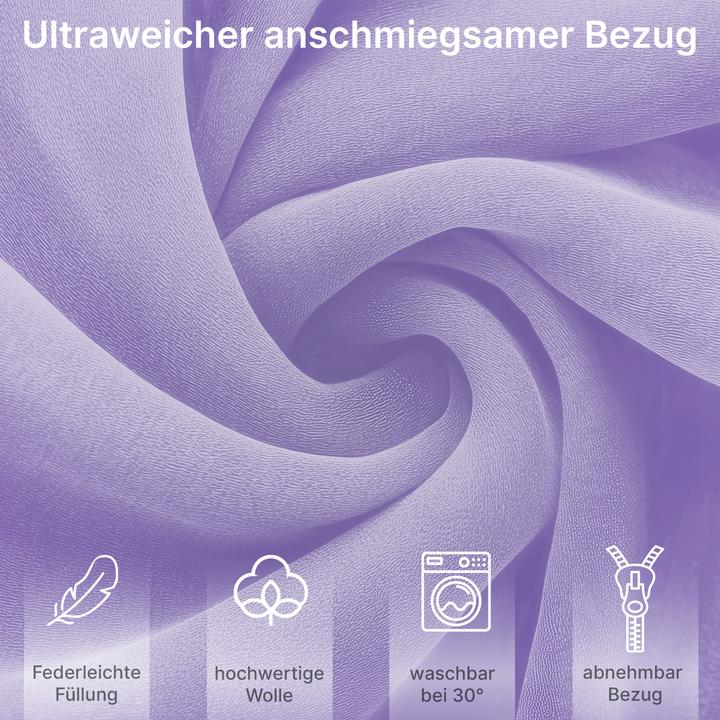 Produktbild Eloneo Seitenschläferkissen mit Bezug, Stillkissen, Schwangerschaftskissen XXL, Lila