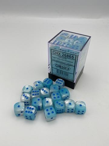 Produktbild Chessex Gemini® 12mm d6 Pearl Turquoise-White/blue Luminary Dice Block (36 dice)