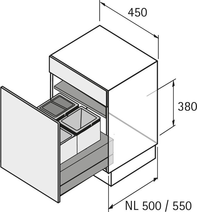 Actual product image Hettich Abfalltrennsystem Base 450 für ArciTech anthrazit (40 l)