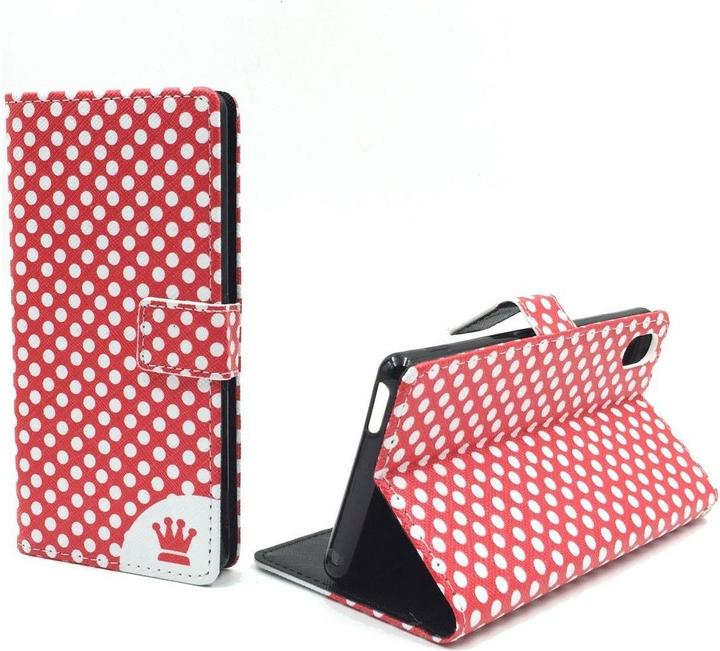 Actual product image König Design Protective Case for Sony Xperia M4 Aqua Polka Dot Red Bag Cover + 1 Armour Protection Glass (Sony Xperia M4 Aqua)