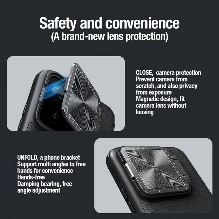 Image du produit Nillkin Étui magnétique en cuir CamShield Prop pour Xiaomi 14 Pro - noir (Xiaomi 14 Pro)