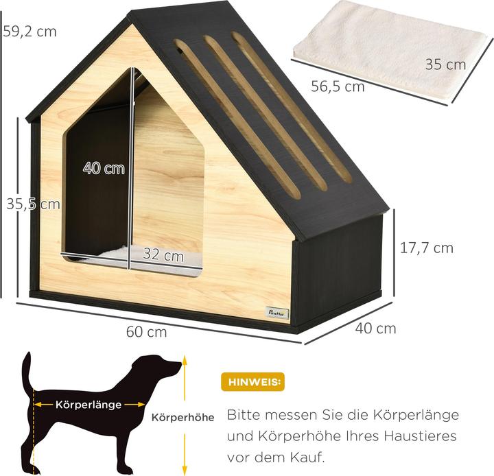 Produktbild PawHut Hundehütte mit Kissen (Hundehütte)
