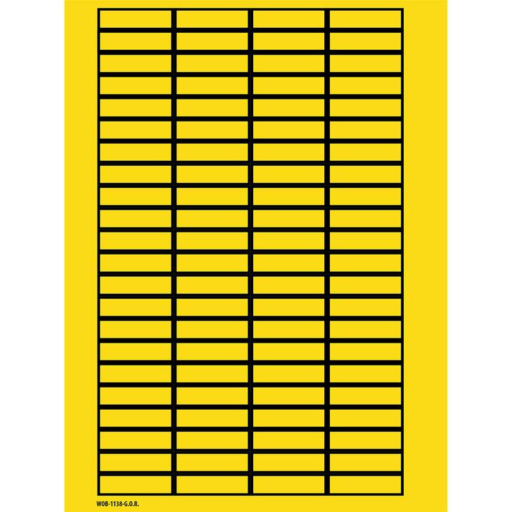 Image du produit Brady B-500, WOB-1138-G.O.R., ÉTIQUETTE INSCRIPTIBLE. Jaune, 11 x 38mm (25 Bgen  80 étiquettes) (101806)