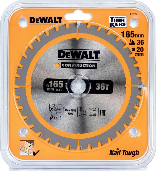 Actual product image DeWalt circular saw 165x20mmx36z DT1950QZ