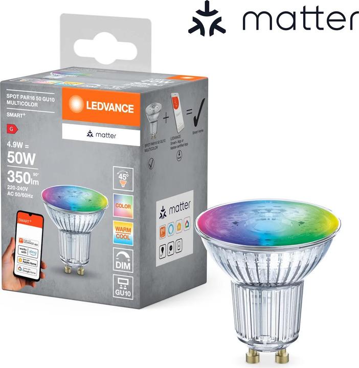 Image du produit Ledvance SMART+ MATTER SPOT GU10 MULTICOLOR 4.9W 827...865 Multicolore GU10 (GU10, 4.90 W, 350 lm, 1 x, F)