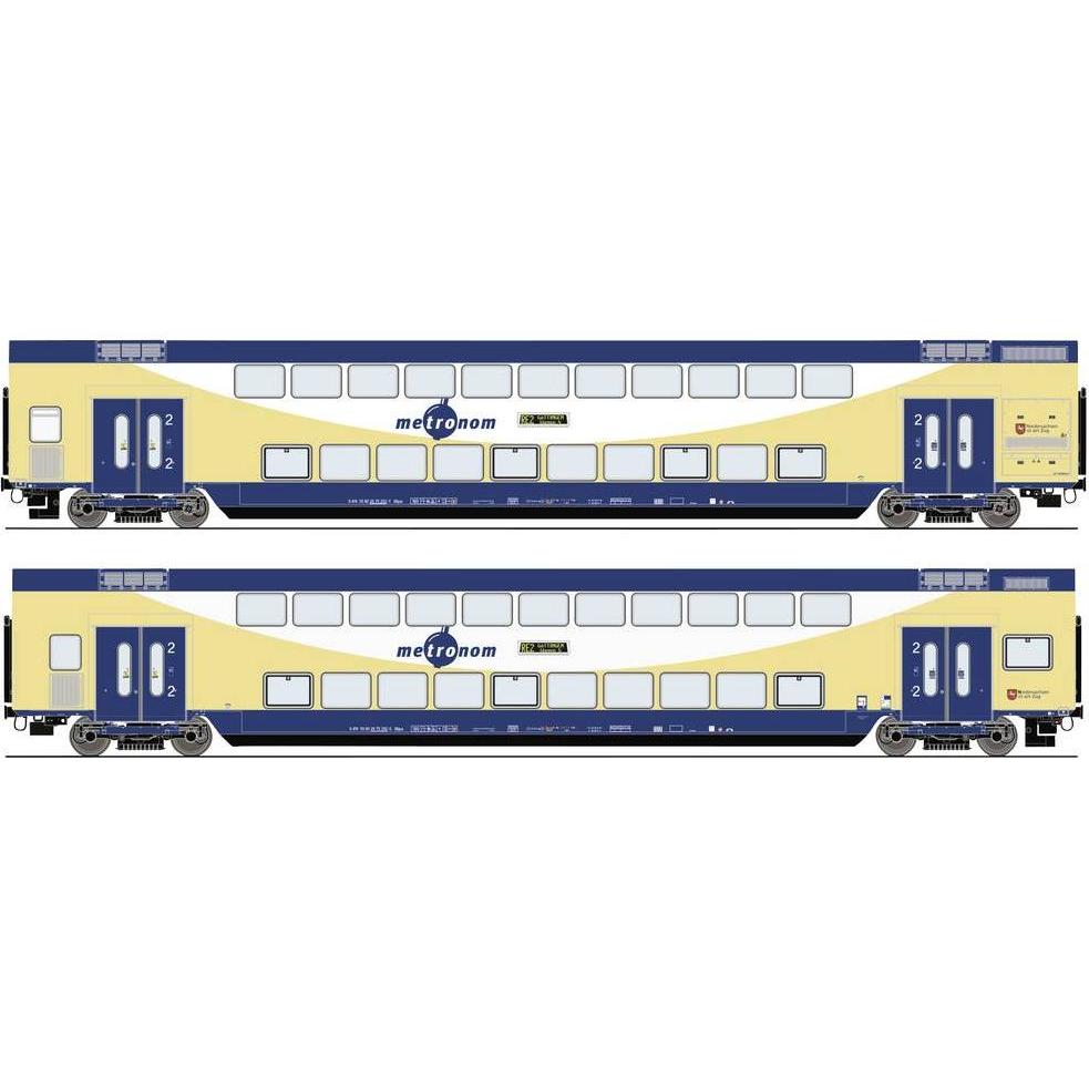 Thumbnail - Roco H0 Ro 2er-Set Doppelstockwagen, Metronom (Spur VI)