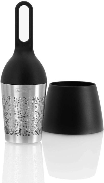 AdHoc Floating tea filter Floatea Fusion, black, stainless steel/plastic, D: 4 cm, H: 12.4 cm, with drip