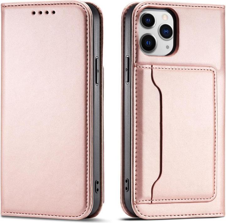 Image du produit Hurtel Etui Magnétique pour iPhone 12 Pro Pochette Portefeuille Carte Stand Rose (Apple iPhone 12 Pro)