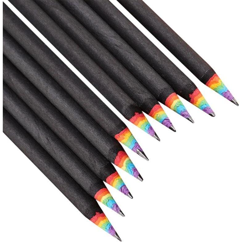 Thumbnail - JTI, Bleistift, 10x Bleistifte mit Regenbogenfarben - Schwarz (173 mm, 2B, 1 x)