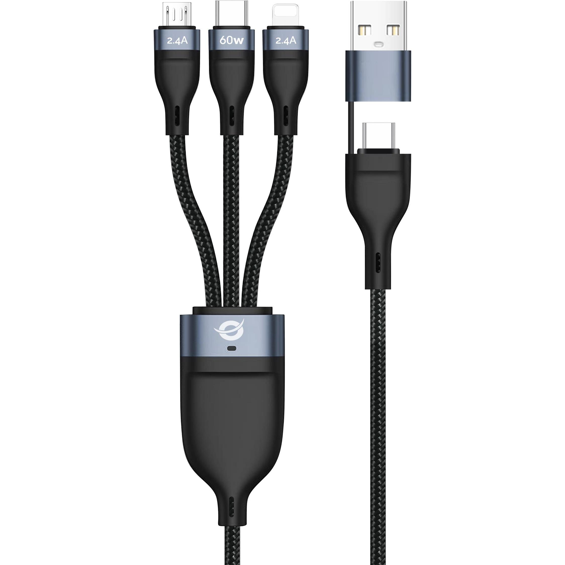 Thumbnail - Conceptronic Kabel USB-C/A 3.0 -> 3-in-1 60W 1.50m 480Mbps (1.50 m, USB 2.0), USB Kabel