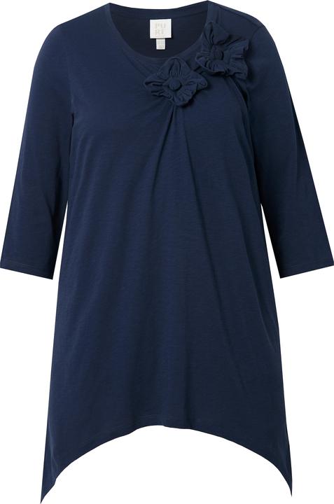 Image du produit Ulla Popken Chemise, fleurs 3D, col rond, manches 3/4, coton biologique (46, 48)