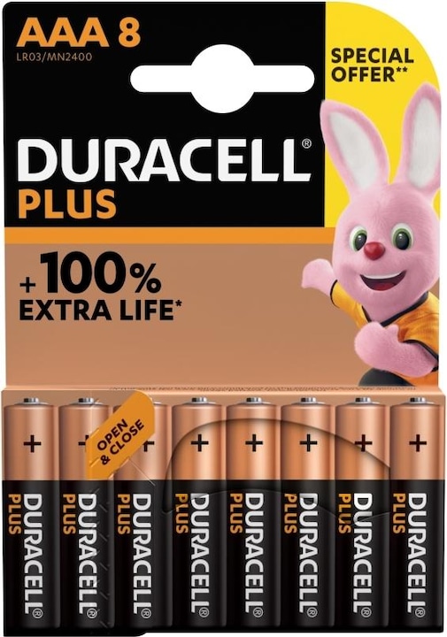 Produktbild Duracell Batteri Plus Power AAA alkaline 8stk/pak - (8 stk.) (8 Stk., AAA)