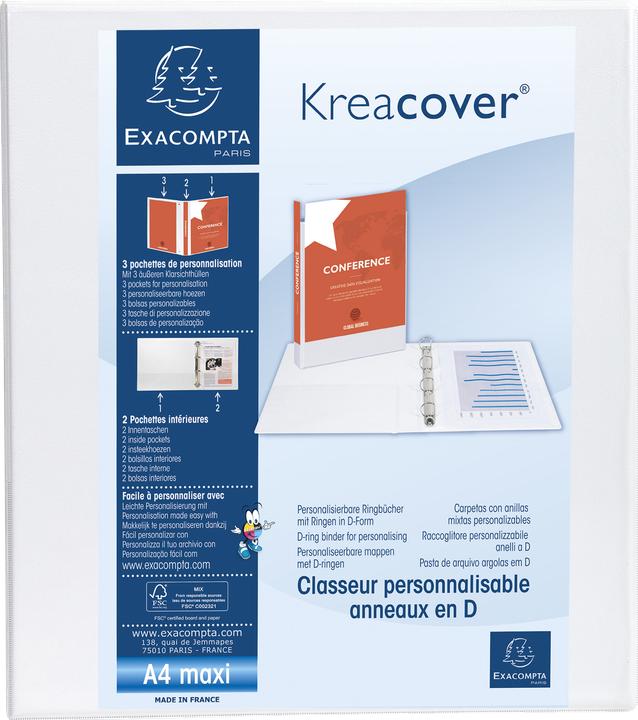 Exacompta KREACOVER - Ringbücher A4 Maxi (A4, 70 mm, 70 Stück)
