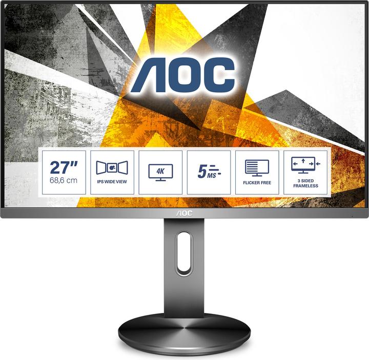AOC U2790PQU LED IPS 27" UHD 3840x2160p 50M:1 (typ. 1000:1) 350cd 5ms HDMI2.0 (3840 x 2160 Pixel, 27")