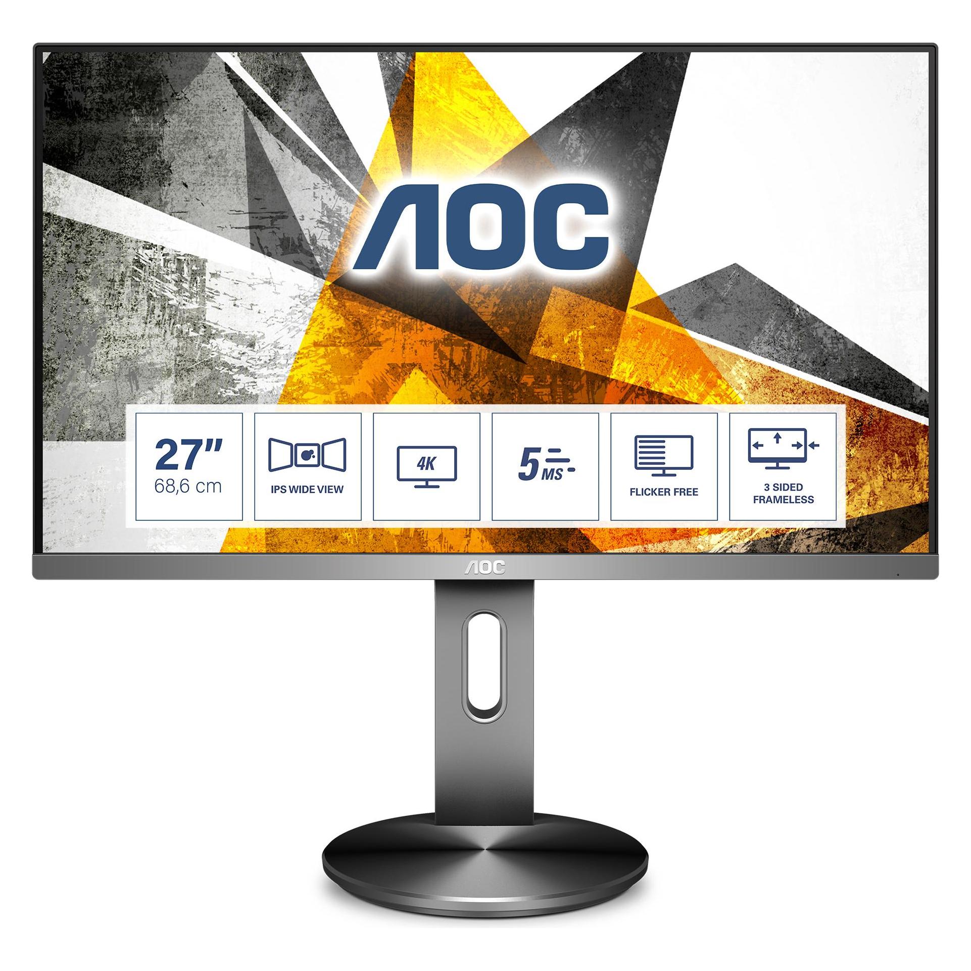 AOC U2790PQU LED IPS 27" UHD 3840x2160p 50M:1 (typ. 1000:1) 350cd 5ms HDMI2.0 (3840 x 2160 Pixel, 27