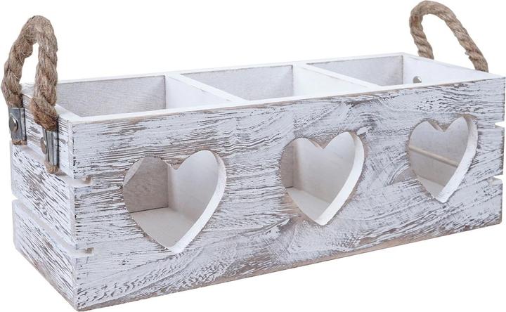 Image du produit Swisshandel24 2x Boîte décorative HWC-C26, Boîte de rangement, 2 poignées Intérieur Paulownia shabby white (10 x 30 x 10 cm)