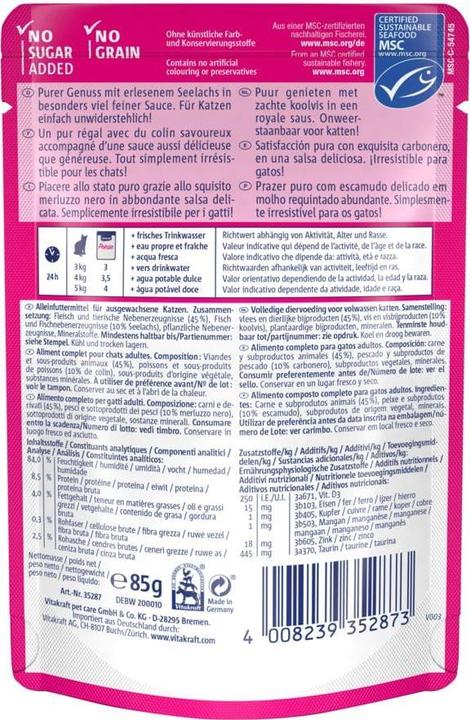 Valori nutrizionali e ingredienti Vitakraft Salsa Poésie Déli con Pollack (Adulto, 23 pz., 85 g)