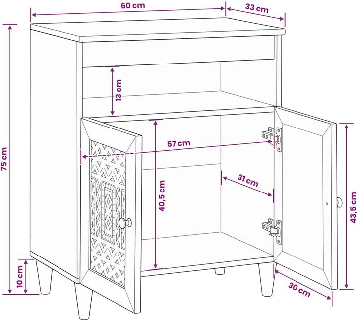 Image du produit vidaXL Sideboard Aufbewahrung (33.50 x 60 x 75 cm)