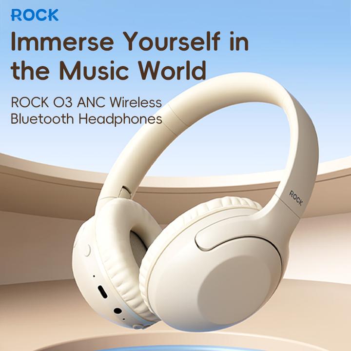 Produktbild Rock - O3 ANC Wireless Headphones RAU0773 - Bluetooth-Kopfhörer, Hellblau/Grau (ANC, 15 h, Kabellos)