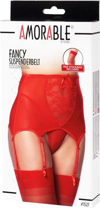 Produktbild Amorable by Rimba Rimba Amorable Strap Holder mit G-String und Strümpfen Rot