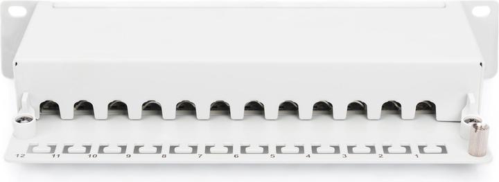 Produktbild Digitus CAT 5e Klasse D Patch Panel geschirmt 12-Port RJ45 8P8C LSA 1HE 25,4cm 10Zoll Rack Mount Farbe Gr...
