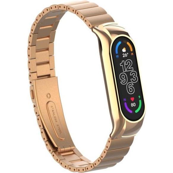 MU Style Bead Series Ersatz Armband (Edelstahl, Mi Band 7), Uhrenarmband, Rosa