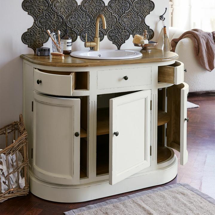 Actual product image Loberon Louisiana washbasin antique white/brown