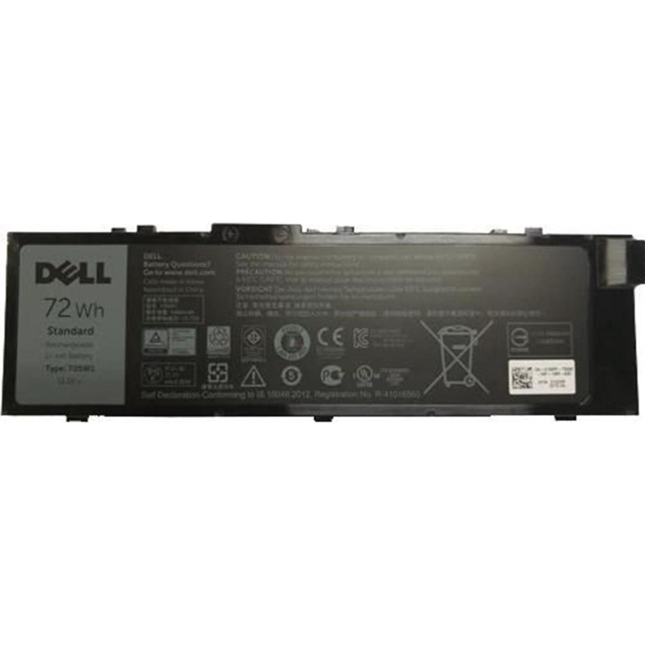 Dell Battery, 72WHR, 6 Cell (6 Zellen), Notebook Akku, Schwarz