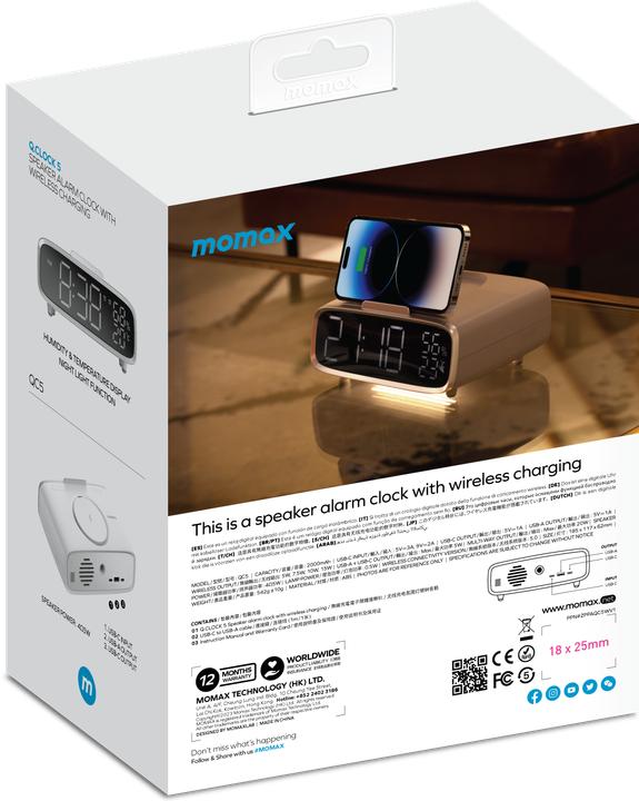 Produktbild Momax Q.Clock 5 Digital Clock with Wireless Charging