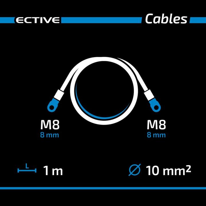 Ective H07V-K Batteriekabelsatz rot/schwarz Grösse: M8/M8 Länge cm: 300 Querschnitt mm²: 50mm² (3 m)