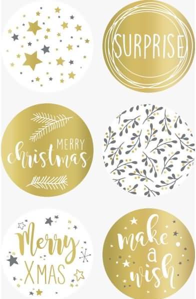 Stewo Autocollants - Merry Xmas doré (24pcs) (24 Sticker)