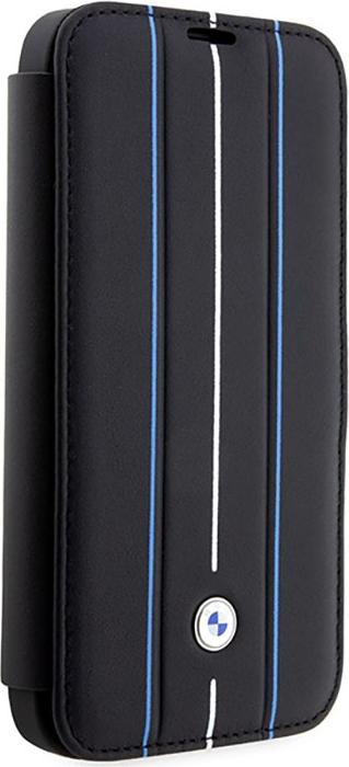 Produktbild BMW Etui BMBKP14X22RVSK iPhone 14 Pro Max 6,7" czarny/black bookcase Leather Stamp Blue Lines (Apple iPhone 14 Pro Max)