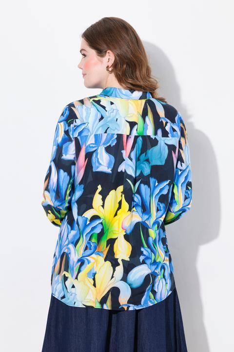 Immagine prodotto Ulla Popken Camicetta con fantasia con iris, colletto da camicia e maniche lunghe (54)