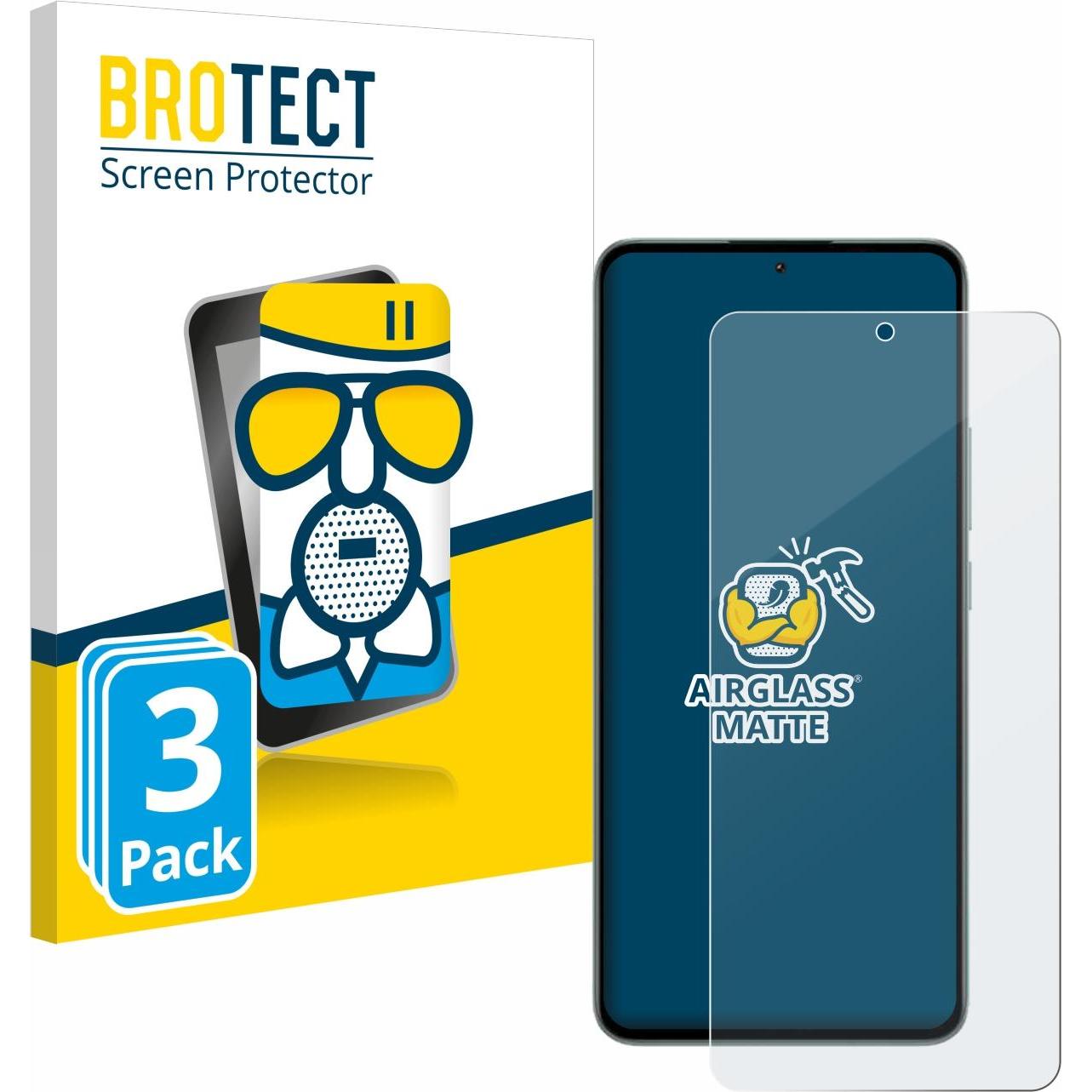 BROTECT AirGlass Panzerglasfolie Matt (3 Stück, Xiaomi 13T Pro), Smartphone Schutzfolie, Grau