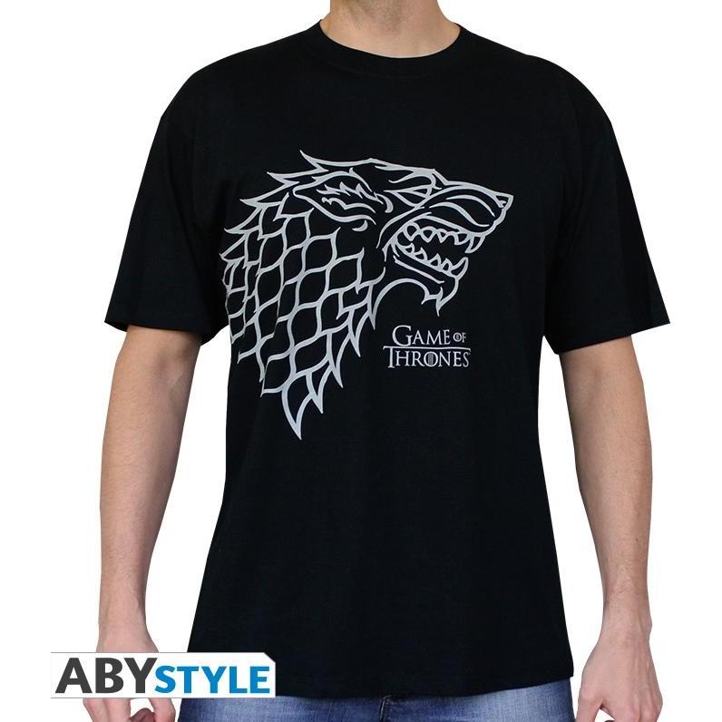 ABYstyle, Uomini, Maglietta, GAME OF THRONES - Tshirt Stark man SS nera - Basic, Nero, (XL)