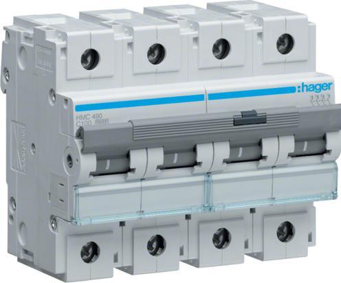 Actual product image Hager HAG HMC490 Circuit breaker 4P 15kA C-100A 6M