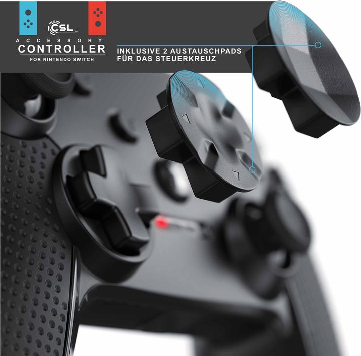 Produktbild CSL Nintendo Switch Gamepad, Wireless Bluetooth Controller, HD Rumble, Turbo Button, Akku, USB Typ C (Switch)