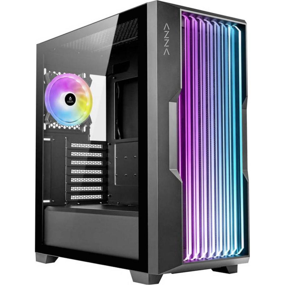 Azza Nero Boitier Moyen Tour Atx Guardian Rgb Avec Panneau Vitré (Noir) (Atx, Itx, Matx), Case Pc,