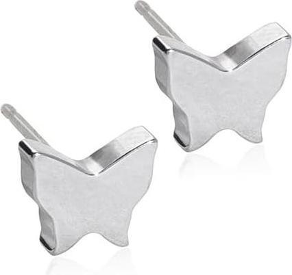 Blomdahl Hypoallergenic Silver Titanium 8mm Butterfly Stud Earrings (Titan)
