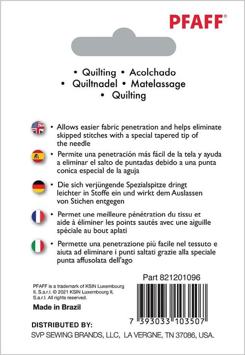 Energielabel Pfaff PF QUILT NAALD Assortiment 5PK