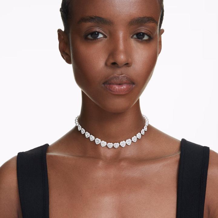 Produktbild Swarovski x Ariana Grande Tennis Choker Verschiedene Schliffe Herz Weiss Rhodiniert (Swarovski Metall, 30 cm)