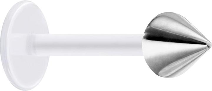 Image du produit Star Piercing Micro Labret transparent avec cône argenté (Acier chirurgical 316L, sans laiton, Bioflex)