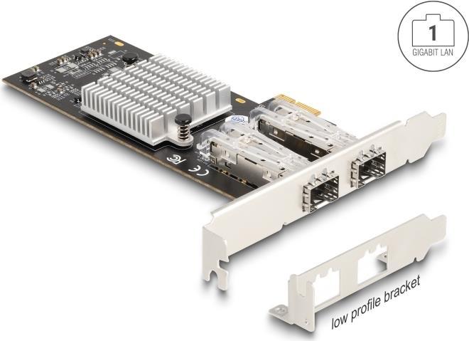 Actual product image Delock PCI Express x1 card to 2 x SFP Slot Gigabit LAN i350 (Mini PCI Express)