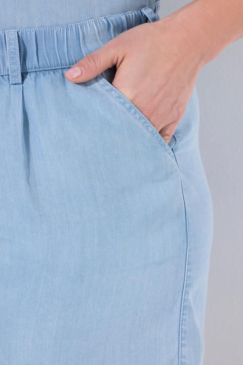 Image du produit Ulla Popken Bermuda en Lyocell aspect jean, jambe large et taille élastique (48)